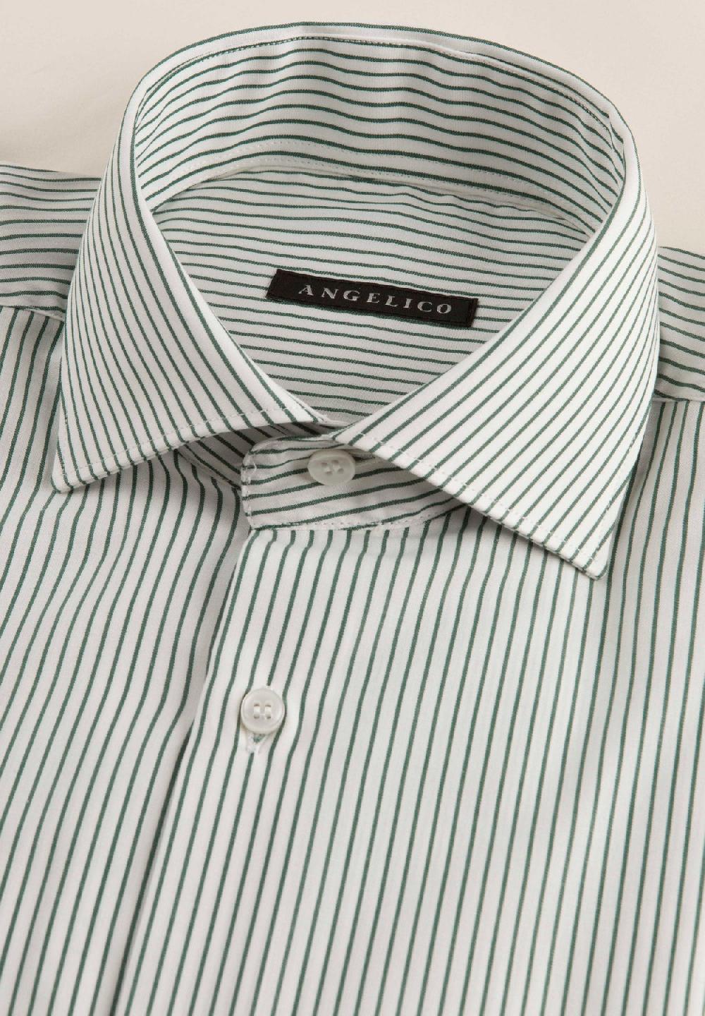 Angelico Camicia verde bianco rigata cotone regular fit Promozione Limitata