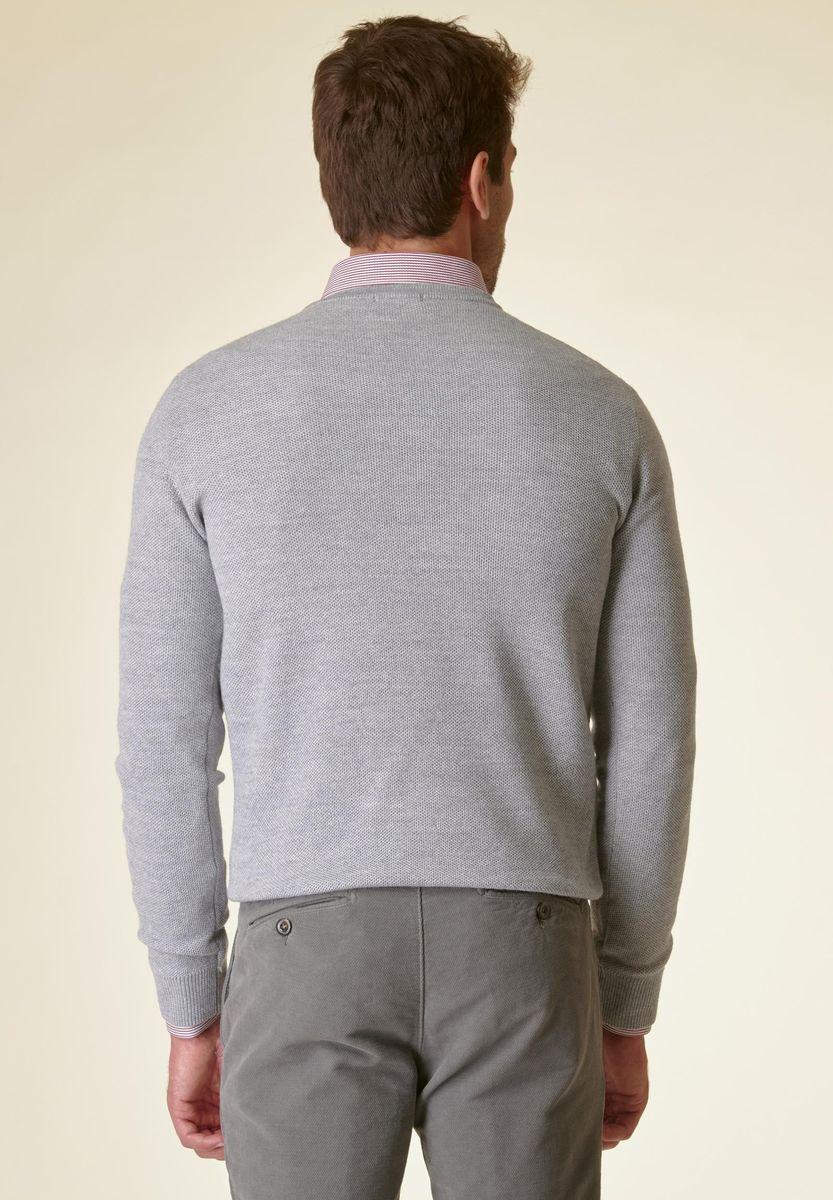 Angelico Girocollo grigio chiaro grana di riso misto lana Sconto