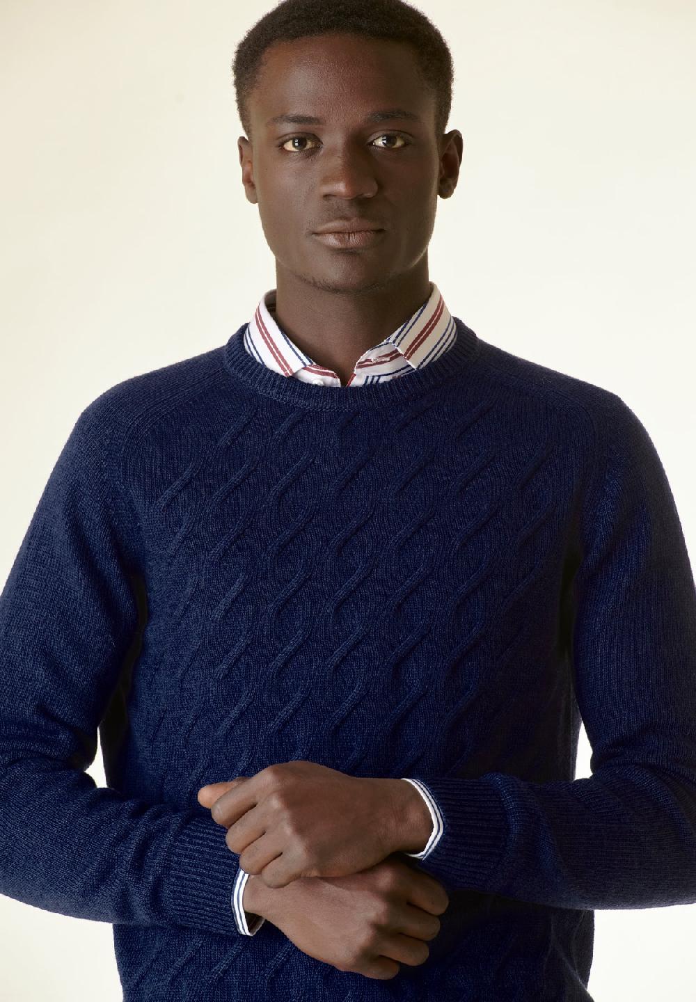 Angelico Maglia bluette finte losanghe raglan Vendita Calda