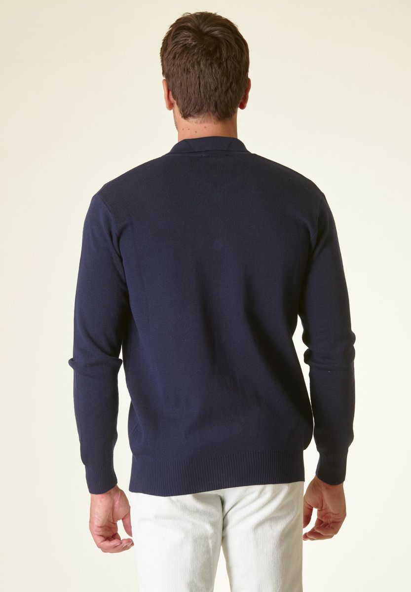 Angelico Giacca in maglia blu con taschini misto lana Vendita Economica