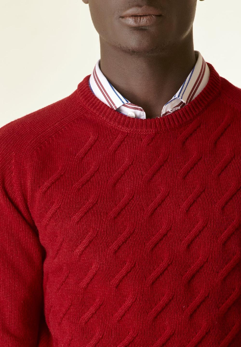 Angelico Maglia rosso scuro finte losanghe raglan Saldi Di Fabbrica