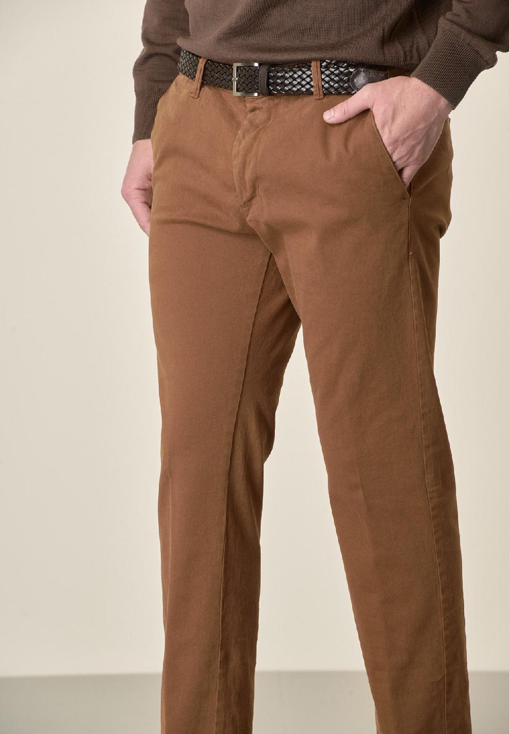 Angelico Pantalone cappuccino gabardina cotone stretch slim fit Moda
