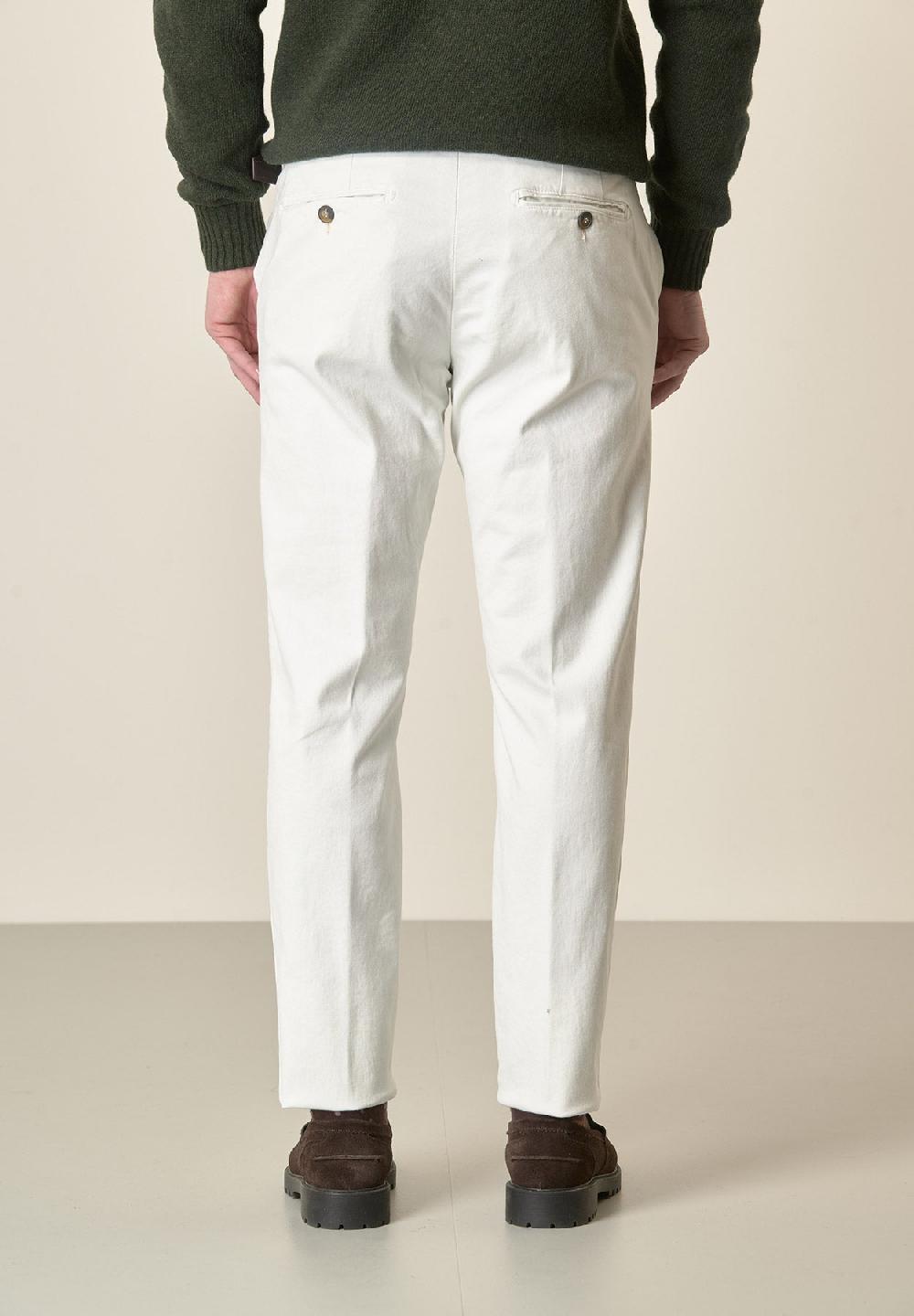 Angelico Pantalone panna gabardina cotone stretch slim fit Italia