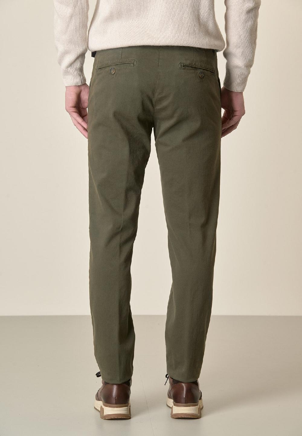 Angelico Pantalone verde militare gabardina cotone stretch slim fit 2025