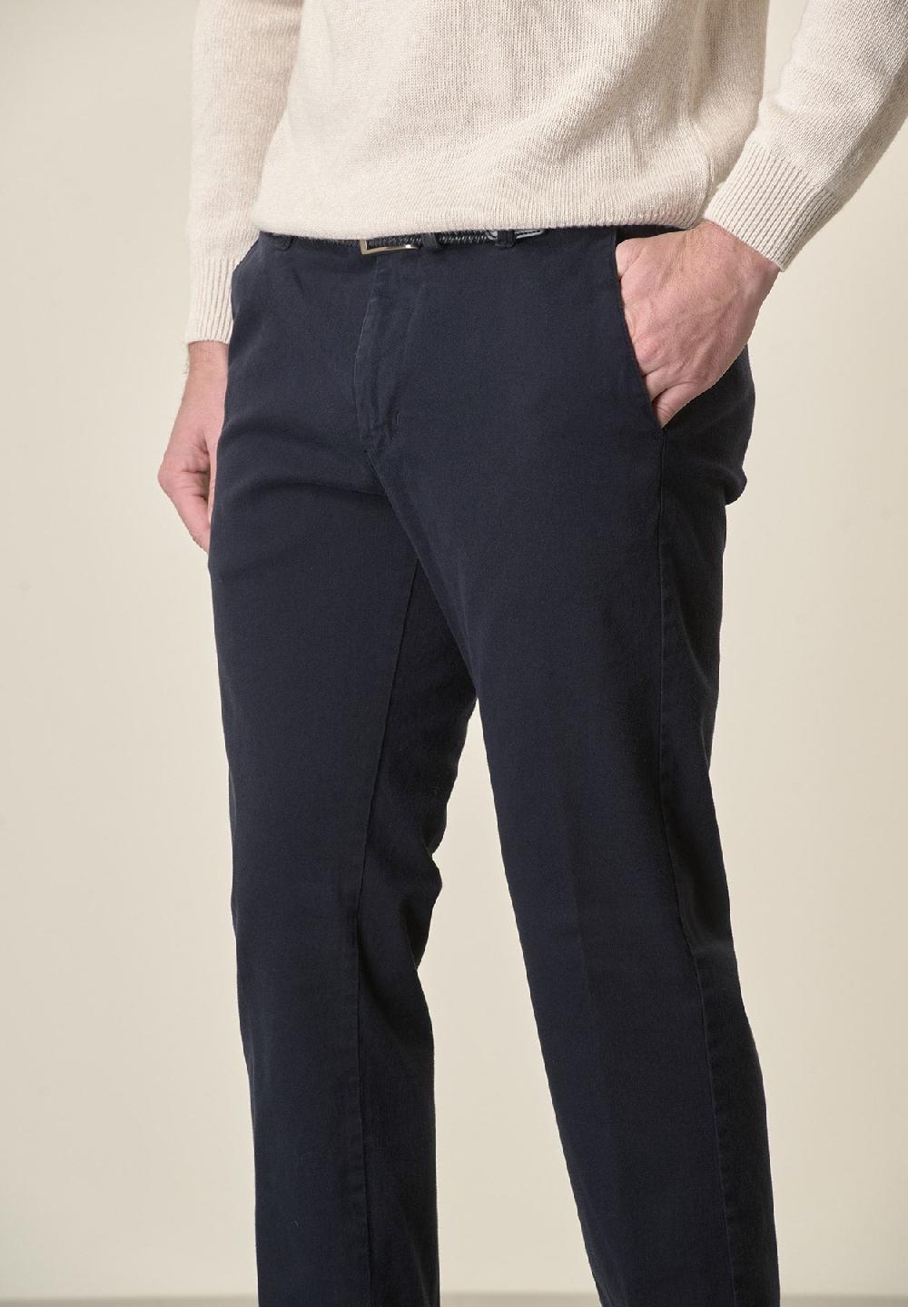 Angelico Pantalone blu gabardina cotone stretch slim fit In Linea