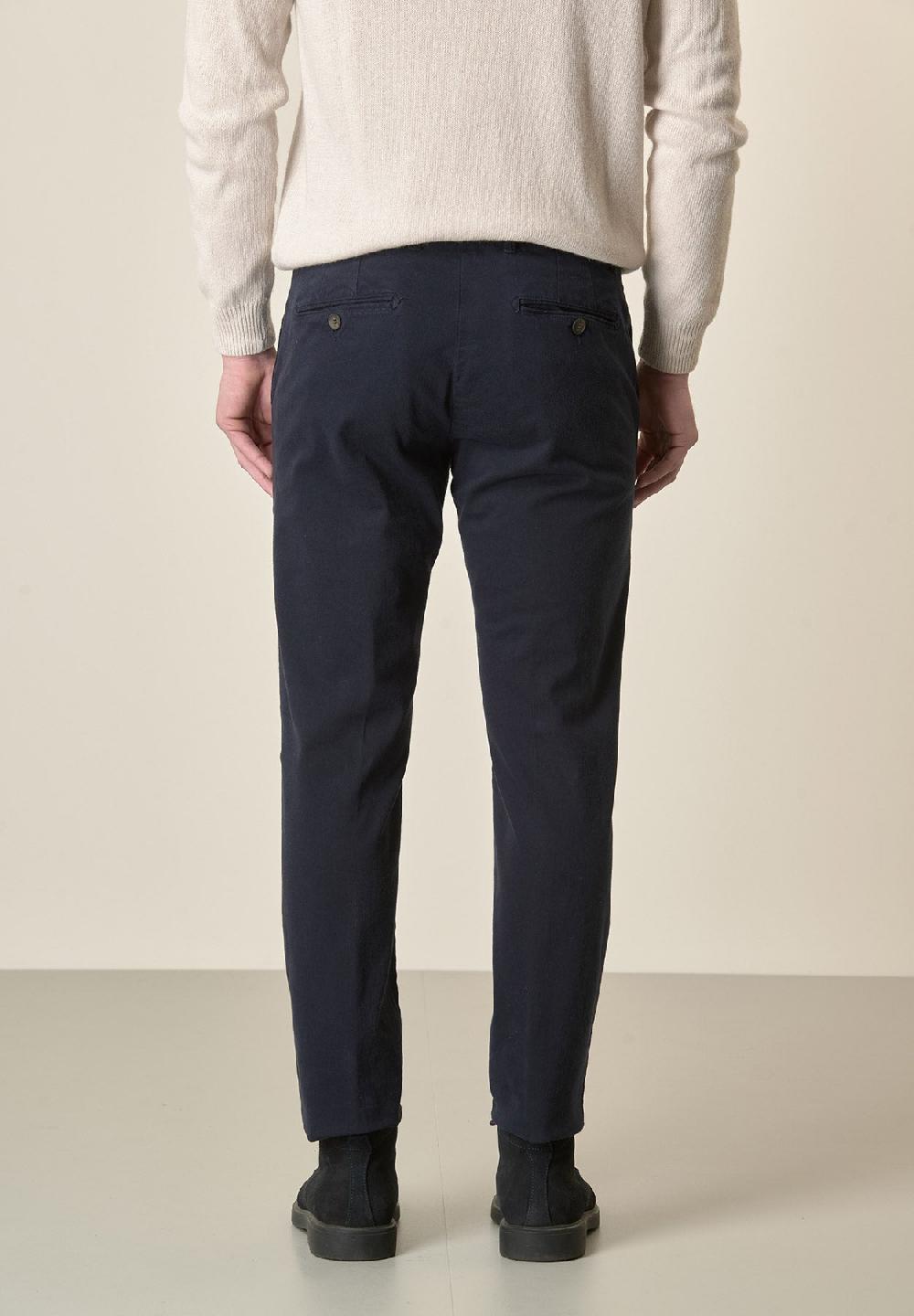 Angelico Pantalone blu gabardina cotone stretch slim fit In Linea