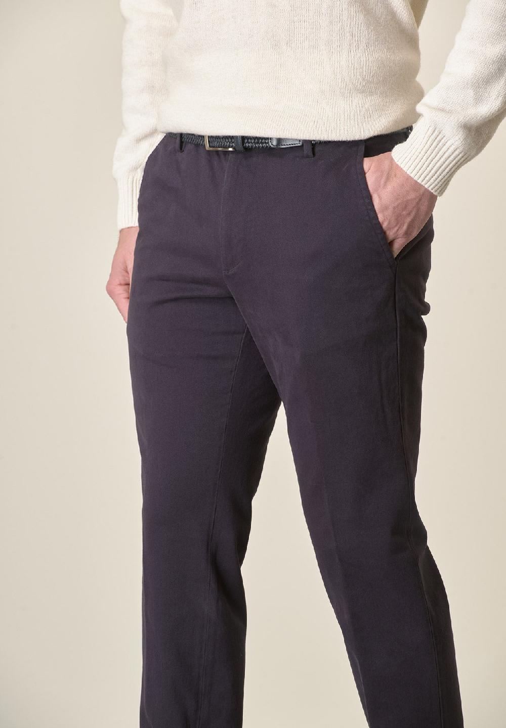Angelico Pantalone blu sartoriale gabardina cotone regular fit Qualità
