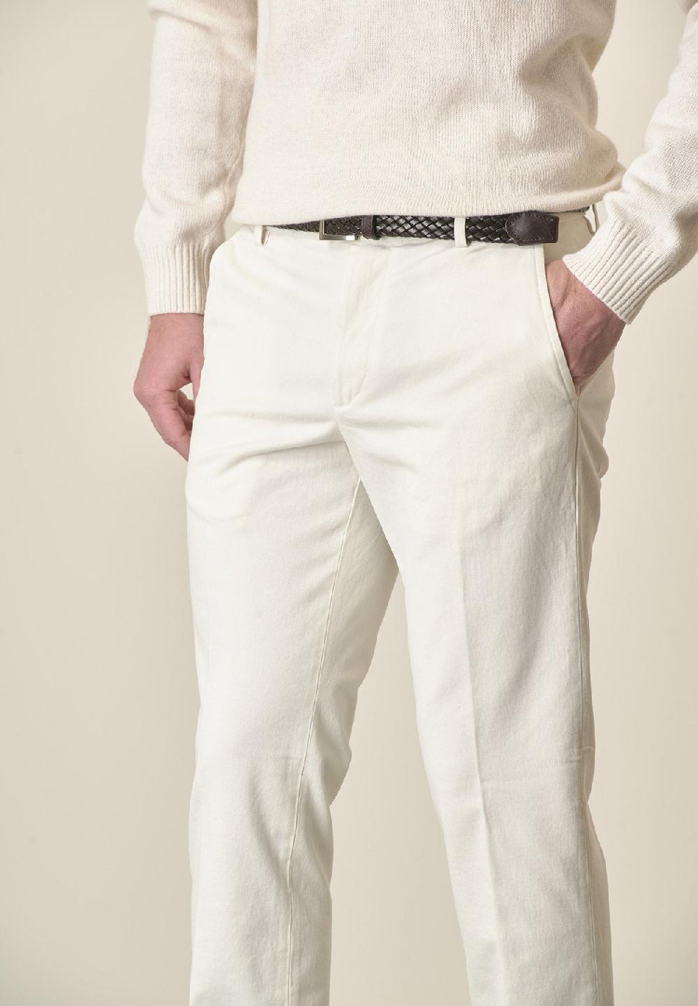 Angelico Pantalone burro sartoriale gabardina cotone regular fit Vendita